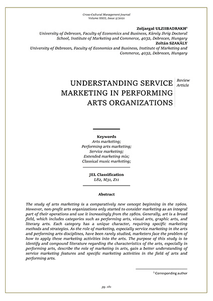 Volume XXIII, Issue 2, Cross-Cultural Management Journal