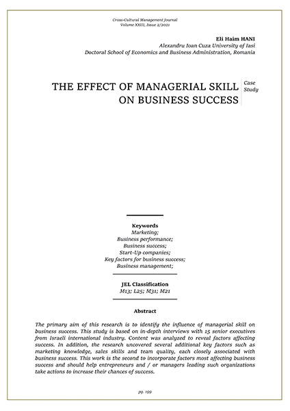 Volume XXIII, Issue 2, Cross-Cultural Management Journal