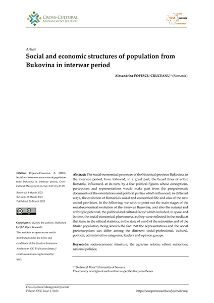 Volume XXV, Issue 1, Cross-Cultural Management Journal