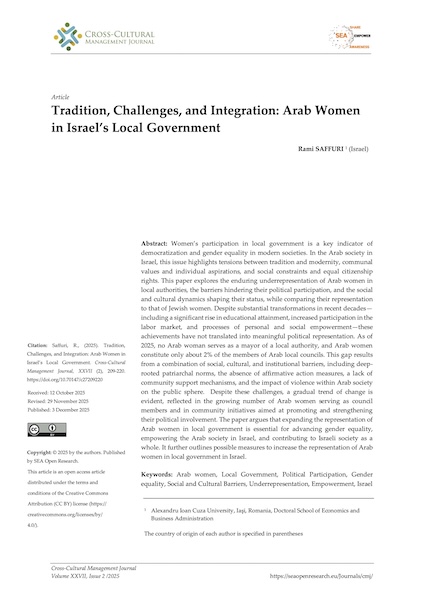 Volume XXVII, Issue 2, Cross-Cultural Management Journal
