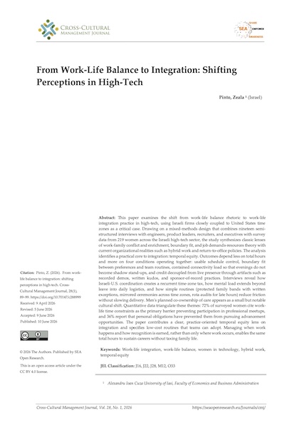 Volume XXVIII, Issue 1, Cross-Cultural Management Journal