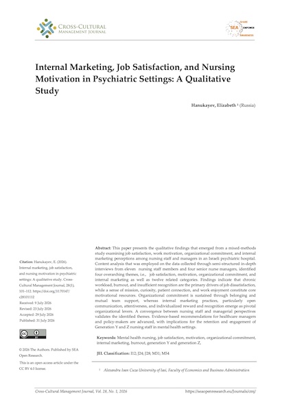 Volume XXVIII, Issue 1, Cross-Cultural Management Journal