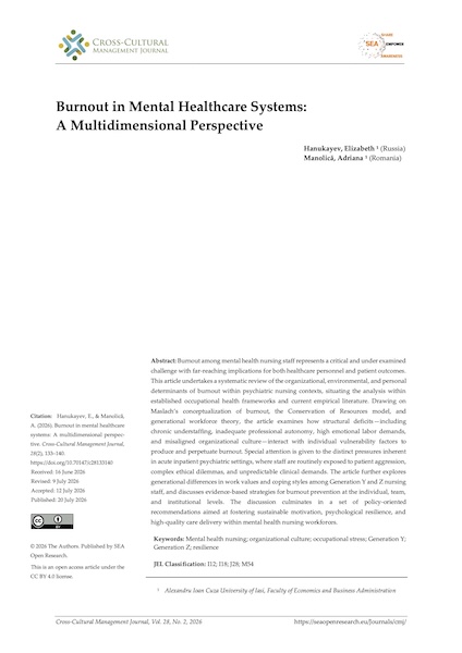 Volume 28, Issue 2, Cross-Cultural Management Journal