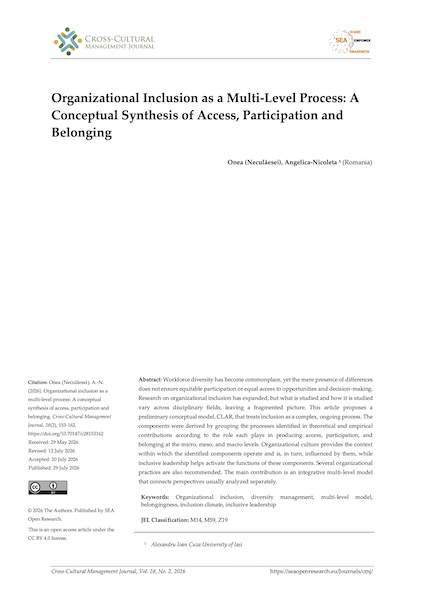 Volume 28, Issue 2, Cross-Cultural Management Journal